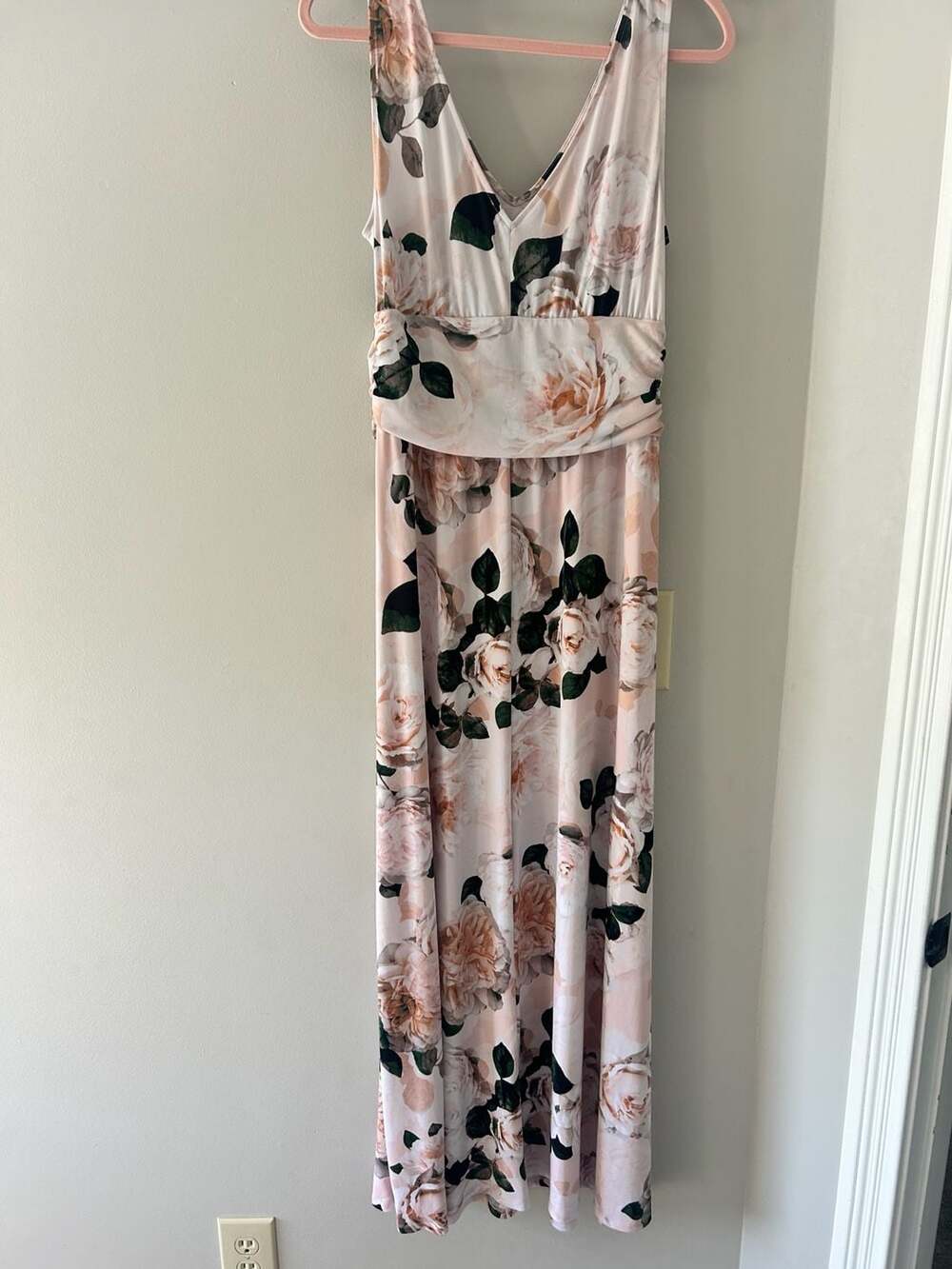 Calvin Klein Floral Print Sleeveless Maxi Dress Pink Size 12